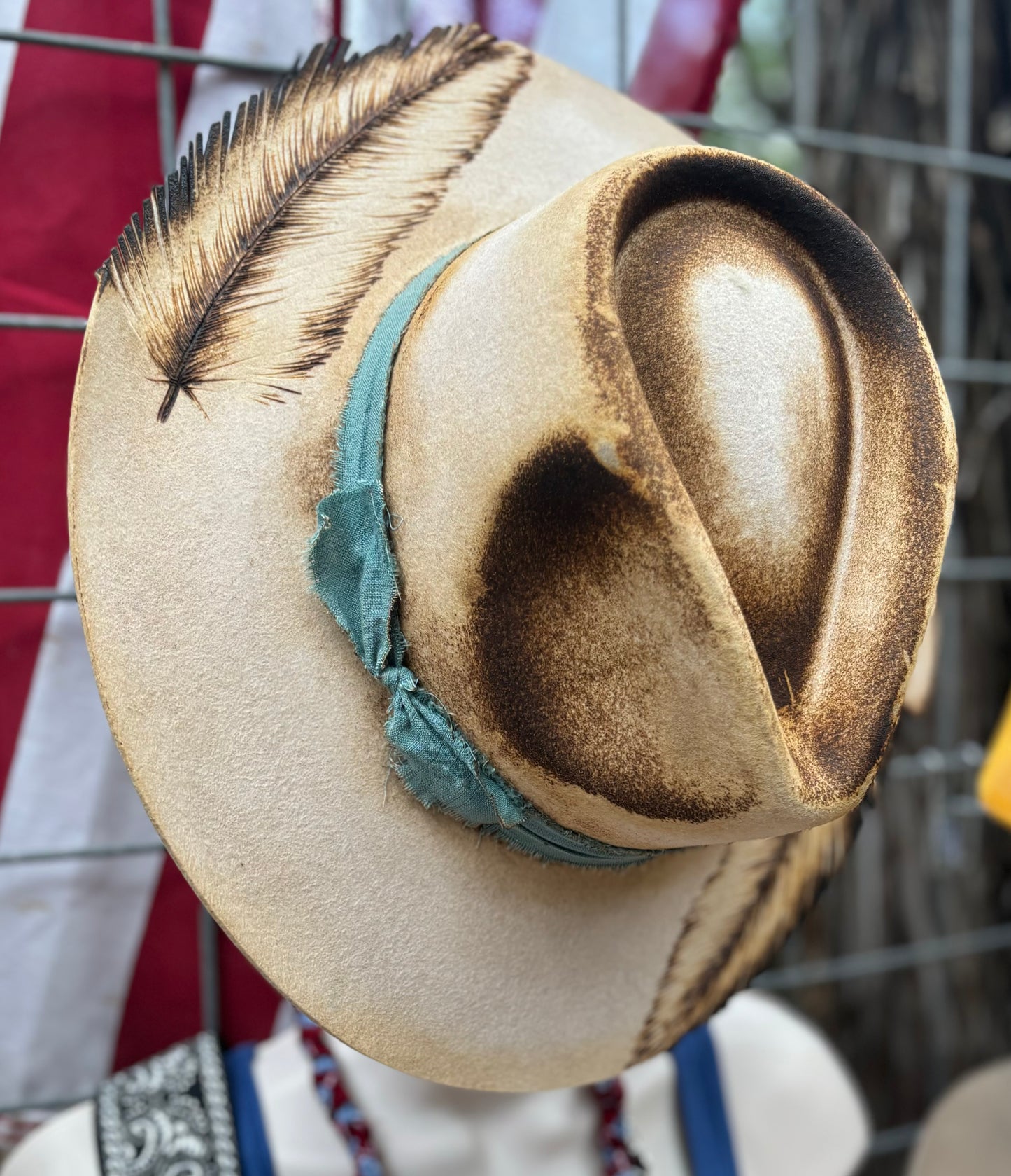 Feather Cut Out Wide Brim Hat