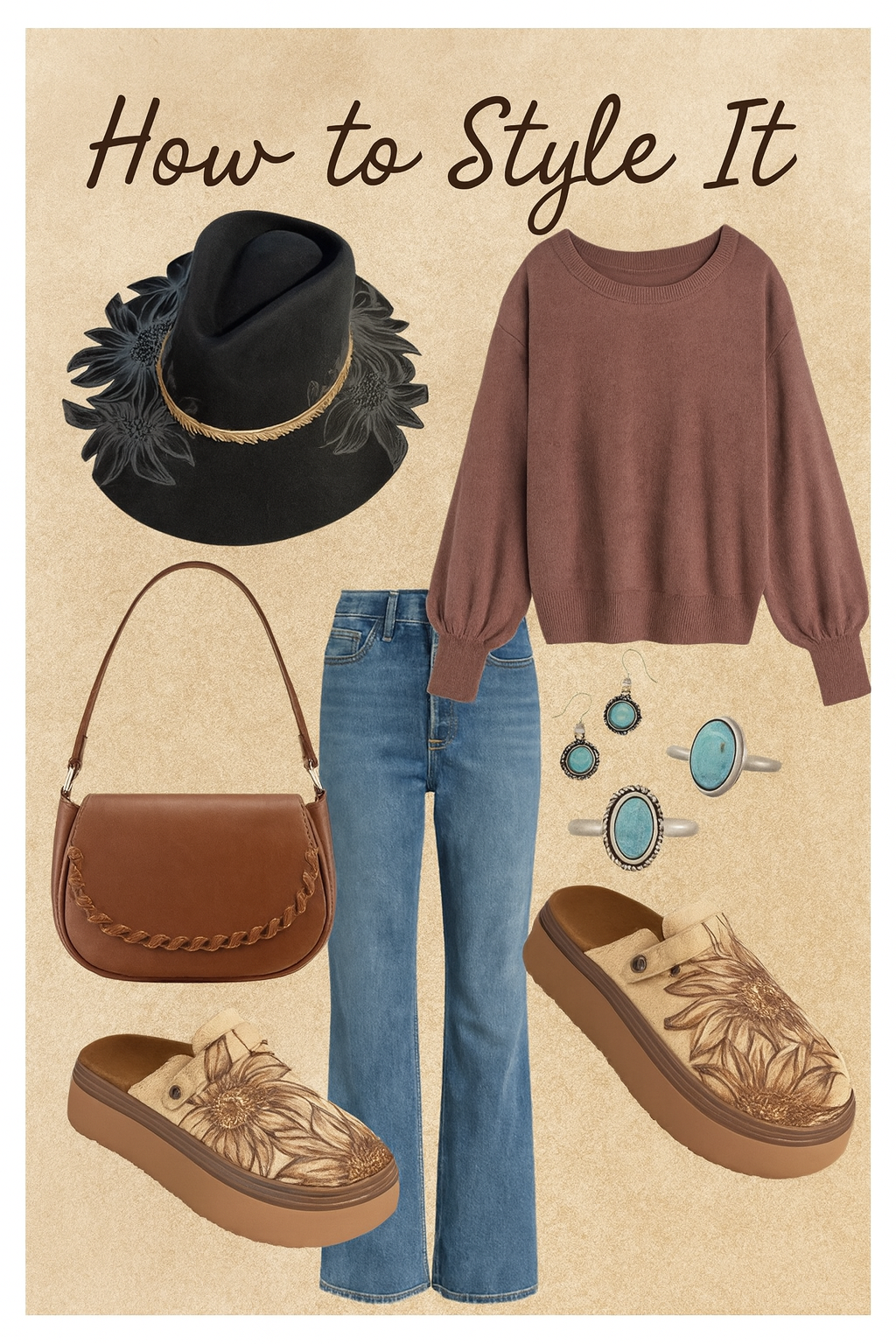 Hand Burned Black Sunflower Cutout Hat