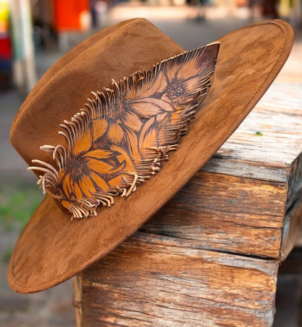 Oversized Leather Feather Hat Band