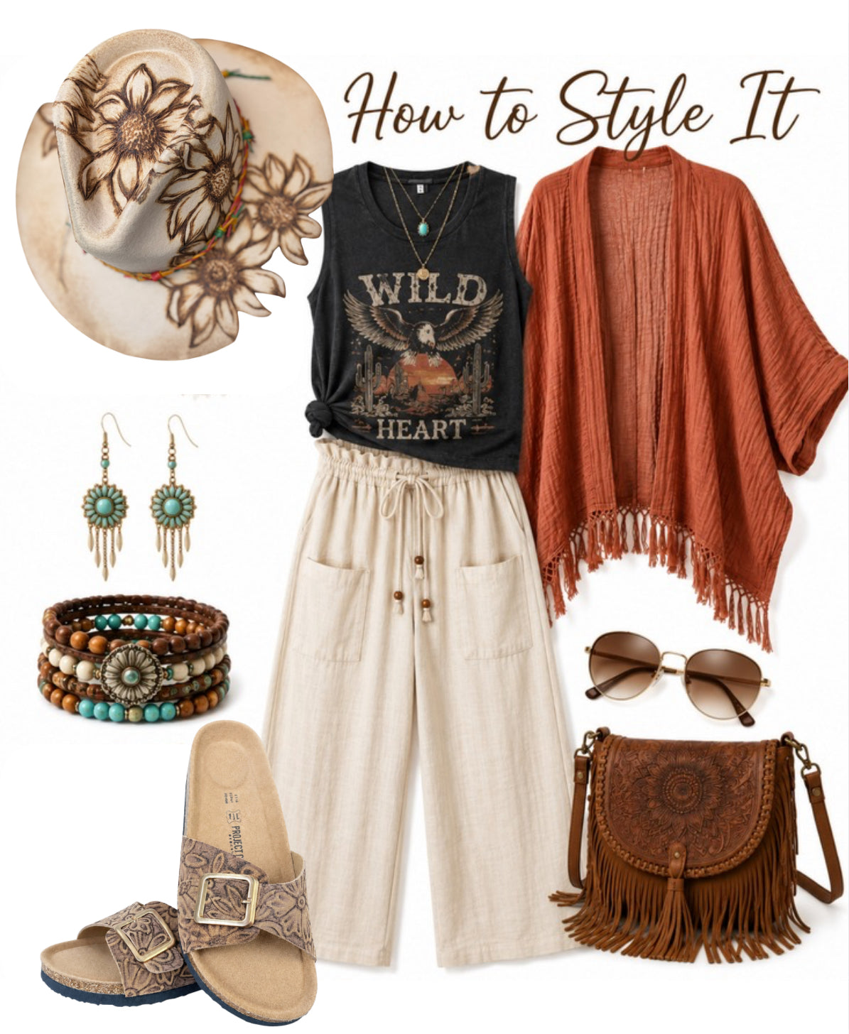 Cut Out Sunflower Wide Brim Hat
