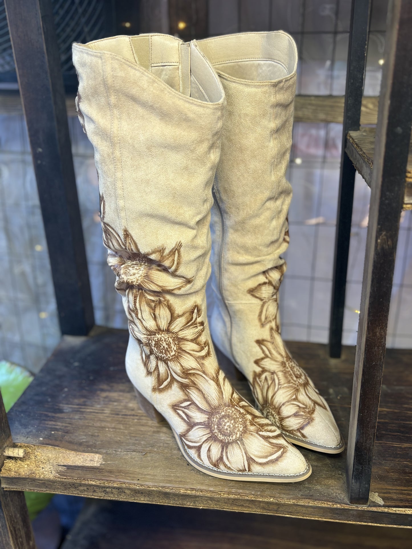 Hand Burned Tall Slouchy Boots