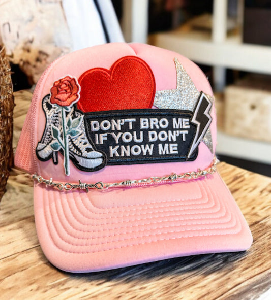 Pink Trucker Patch Hat with Trucker Chain