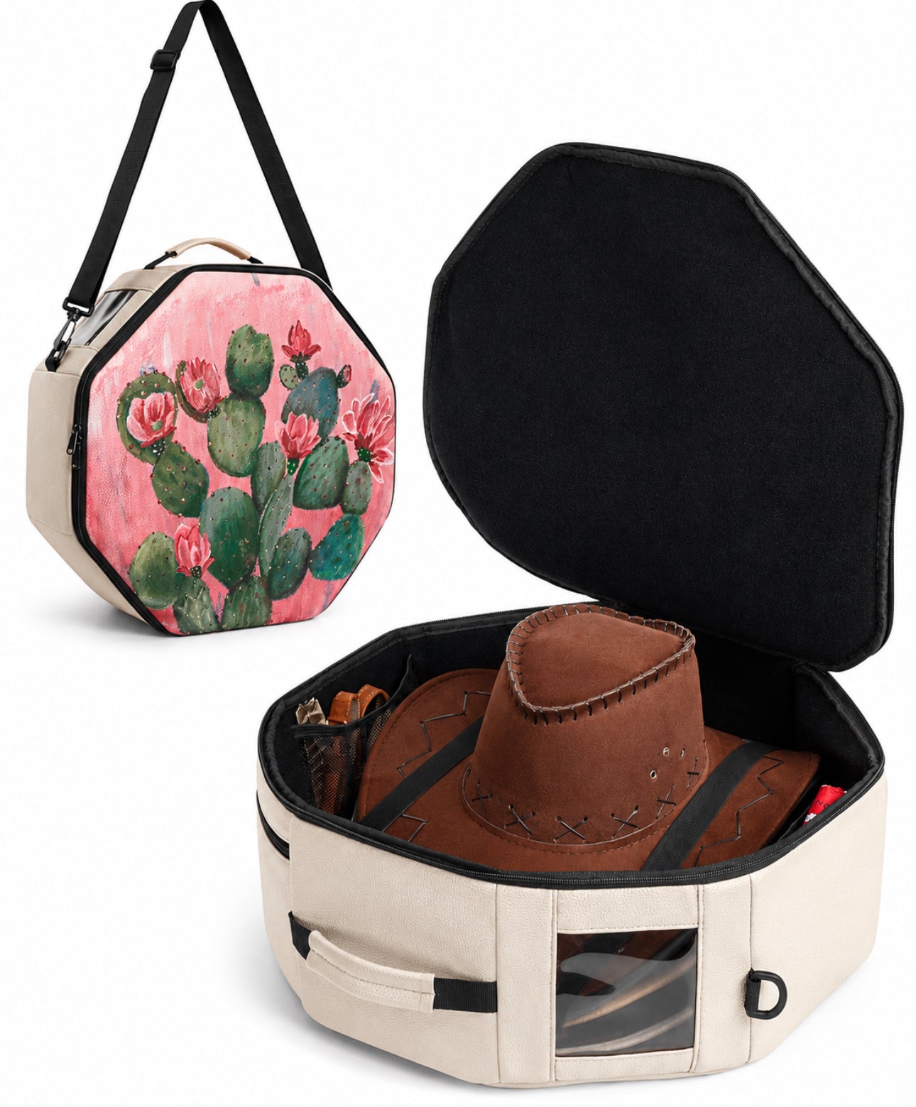 Hand Painted Wide Brim Hat Traveling Case
