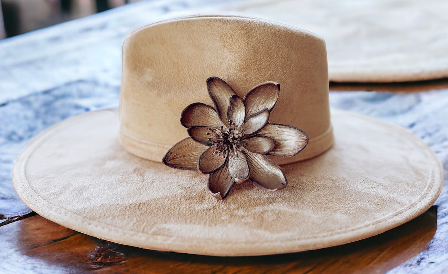 Leather Flower Hat Clips