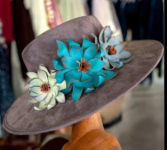Triple Leather Flower Hat Band