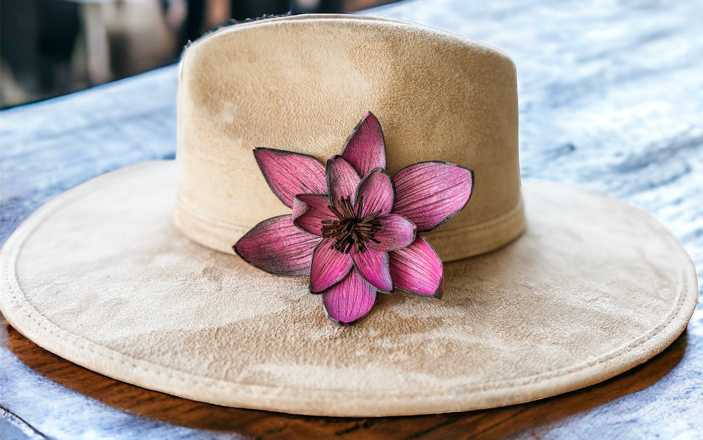 Leather Flower Hat Clips