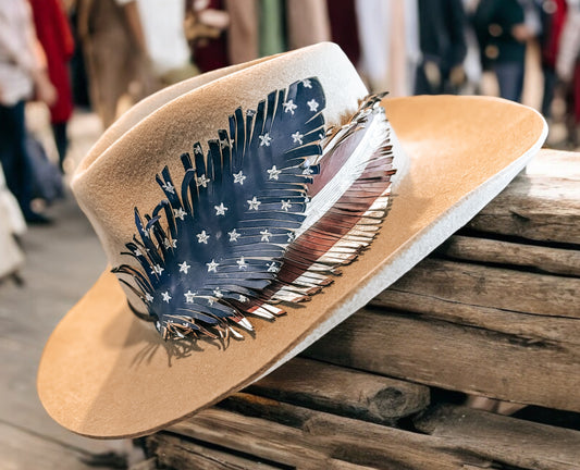 American Flag Feather Hat Band