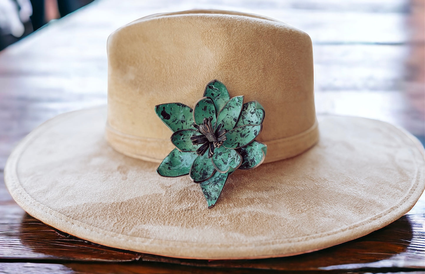 Leather Flower Hat Clips