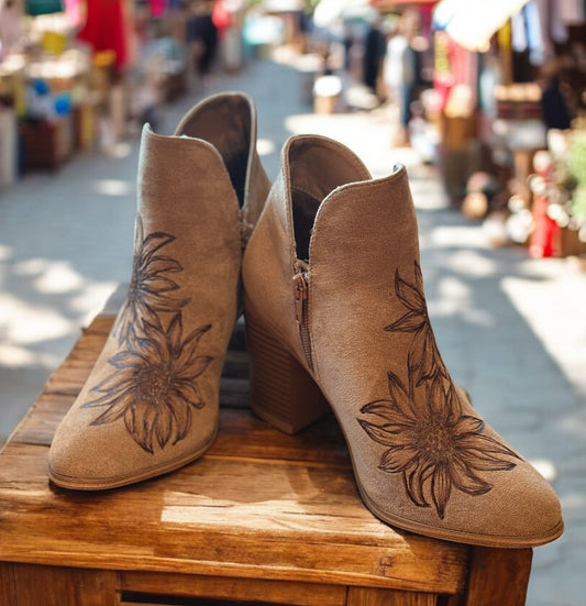 Hand Burned Ankle Boots