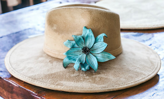 Leather Flower Hat Clips