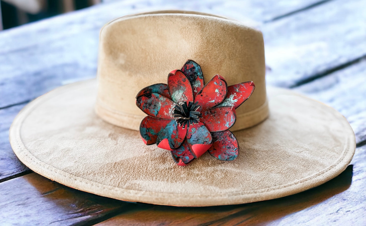 Leather Flower Hat Clips