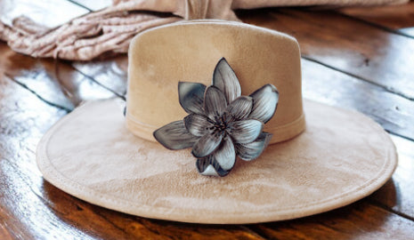 Leather Flower Hat Clips