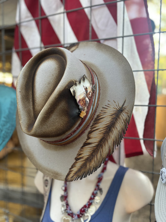 Feather Cut Out Wide Brim Hat