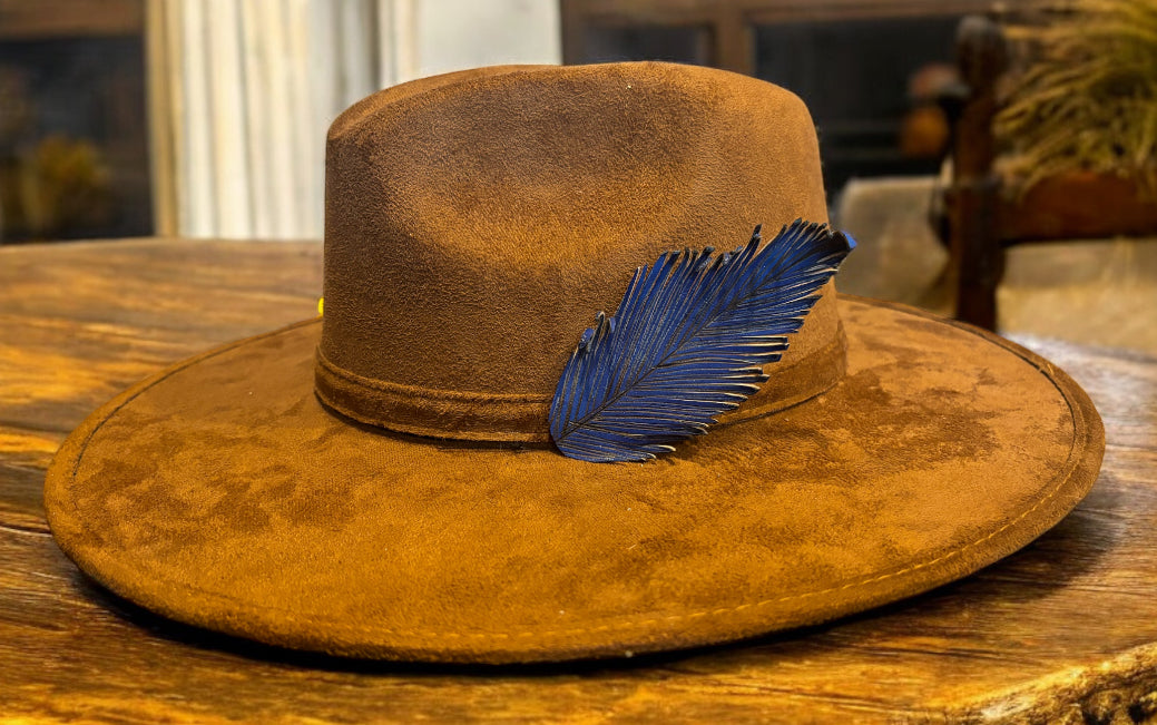 Leather Feather Hat Clip