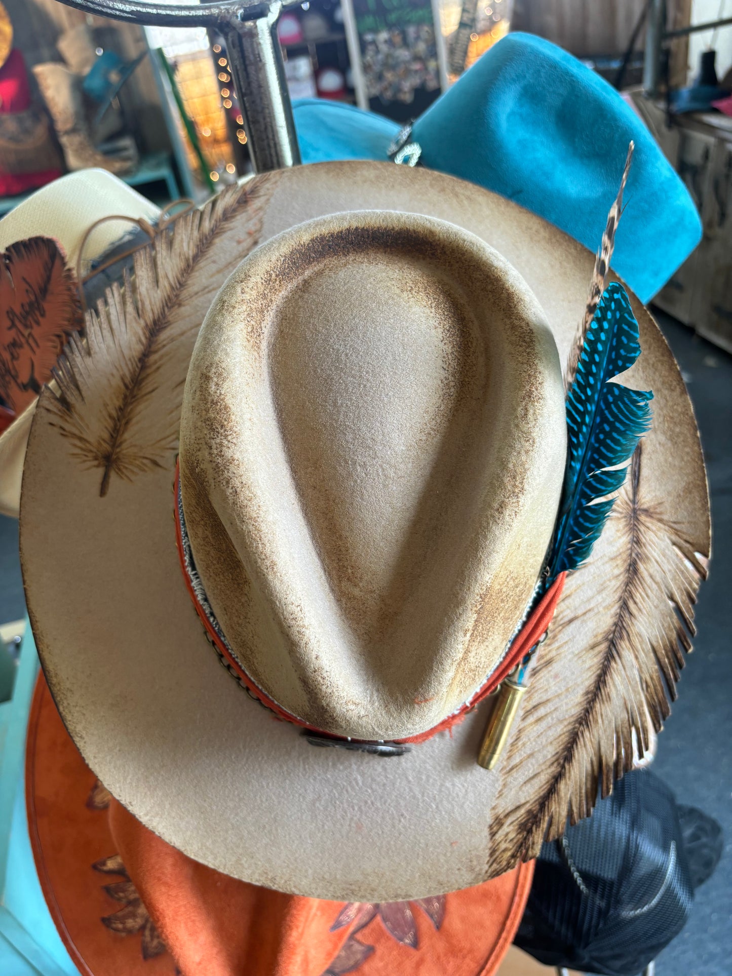 Feather Brim Cutout Hat