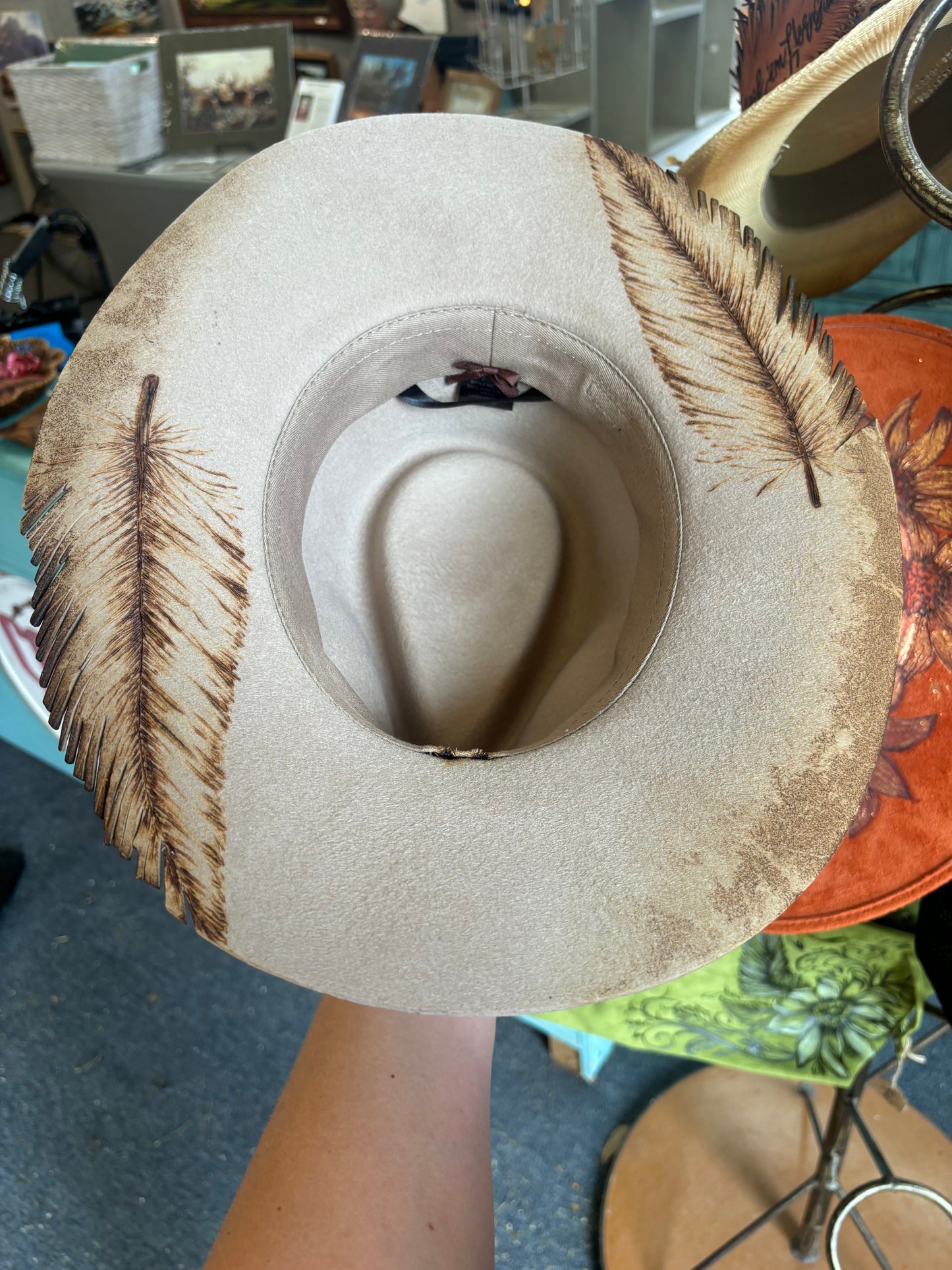 Feather Brim Cutout Hat
