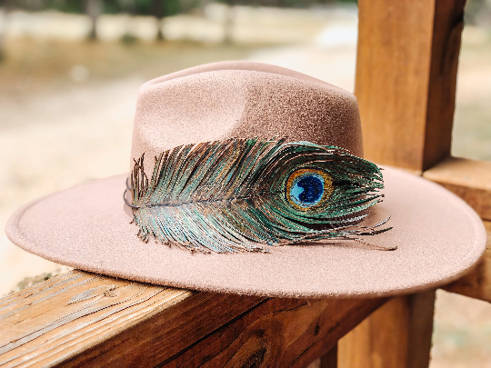 Leather Peacock Feather Hat Band